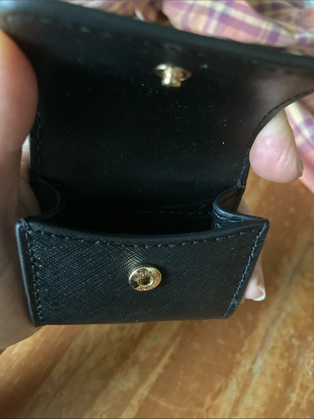 Michael Kors Black Leather Key Ring/Change Purse with Gold Hardware